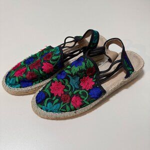 Sesto Meucci Womens Juan Slingback Canvas Wedge Espadrille 7 M Floral